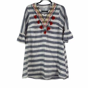 THML dress/tunic stripped fringe tassel top XS